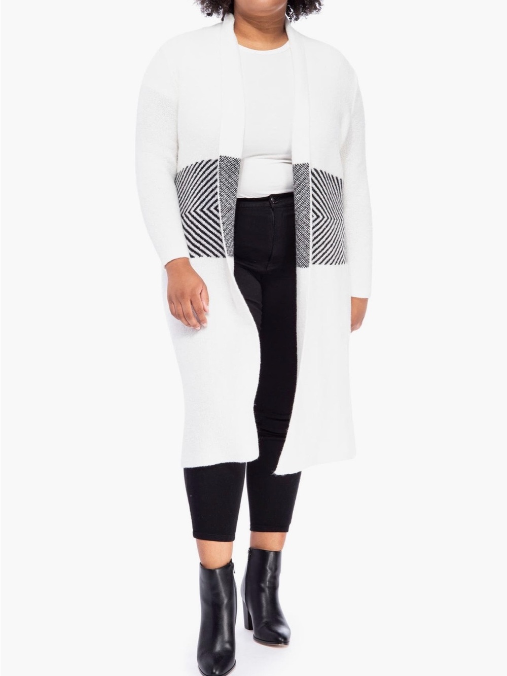 Bobeau Soft White Open Cardigan